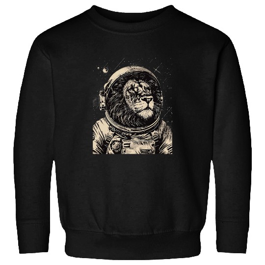 lion floating in space astronaut in astronautsuit 21 Sweatshirts