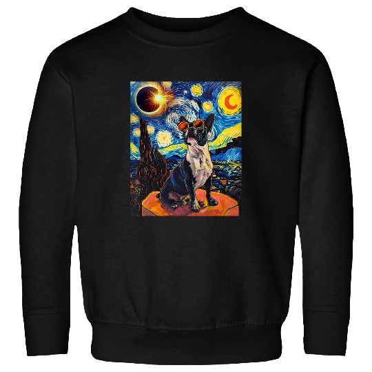 Total Solar Eclipse Boston Terrier Dog Sweatshirts