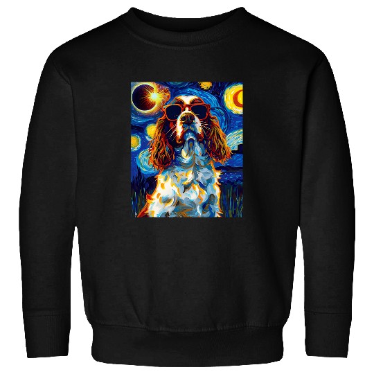 Total Solar Eclipse English Springer Spaniel Dog Sweatshirts