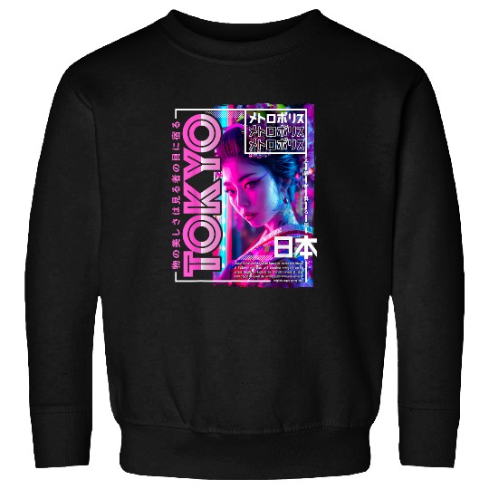 Tokyo City 80s Synthwave Geisha Japan Tokyo Sweatshirts
