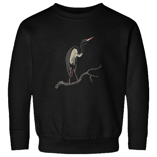 Lucky Heron Bird Art Illustration Sweatshirts