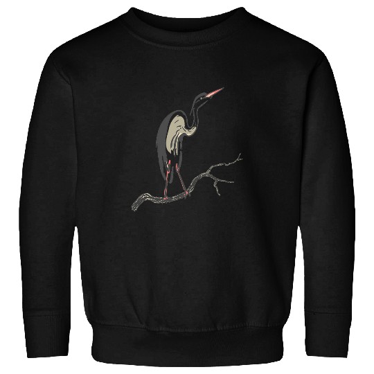 Lucky Heron Bird Art Illustration Sweatshirts