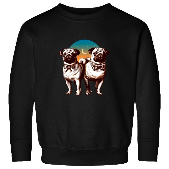 vintages Victorian Pug Couple Dog Lovers vintages Dog Design Sweatshirts