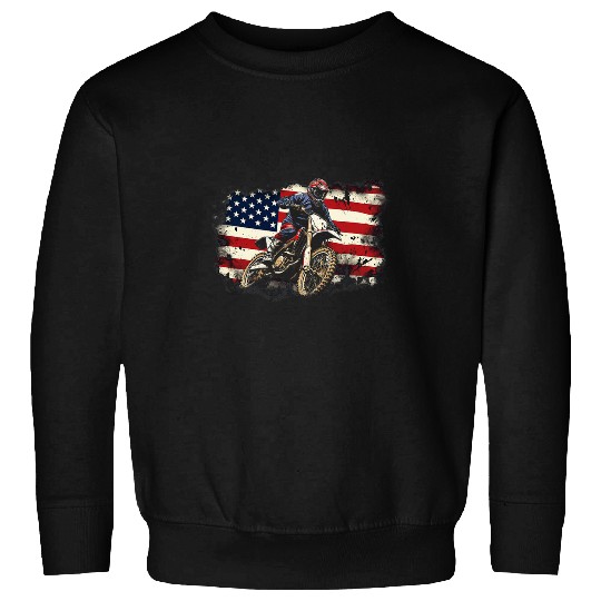 Motocross Dirt Bike Rider American Flag Dirt Bike Racer Sweatshirts