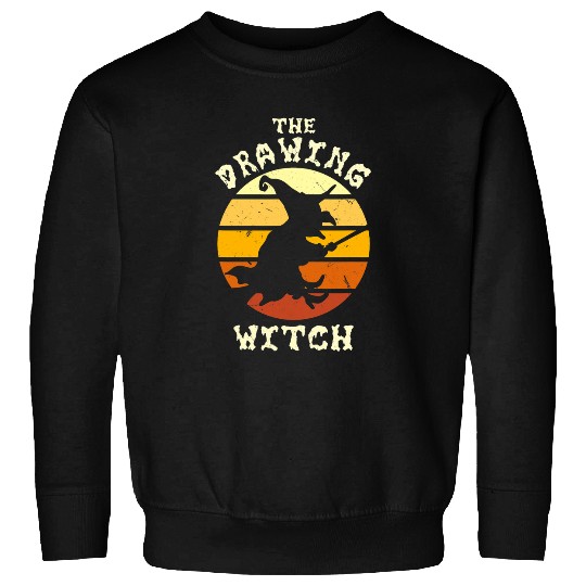 The Drawing Witch Halloween Artist Trick or Treat Art Funny Sweatshirts