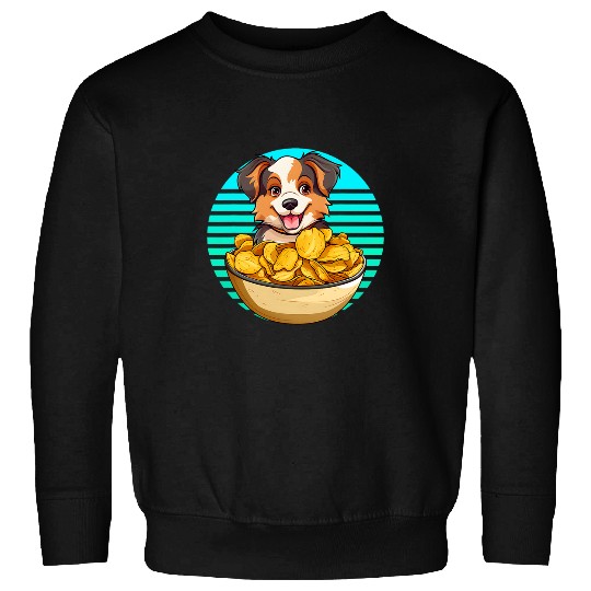 Kawaii Potato Chips Australian Shepherd Lover Boys Sweatshirts