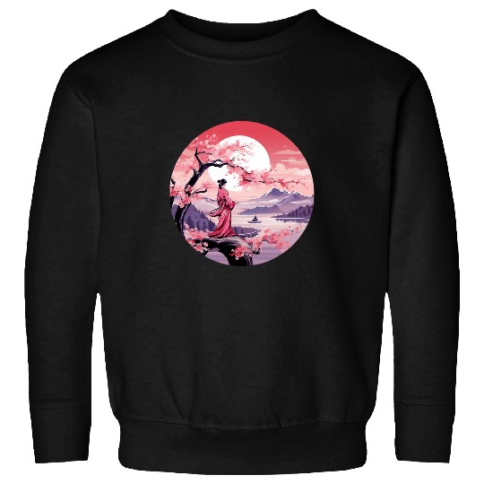 Mount Fuji Cherry Blossoms Geisha Japanese Garden Japan Sweatshirts