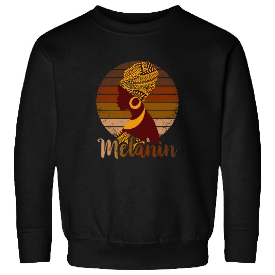 Melanin African Art Retro Brown Skin Sunset Black History Sweatshirts