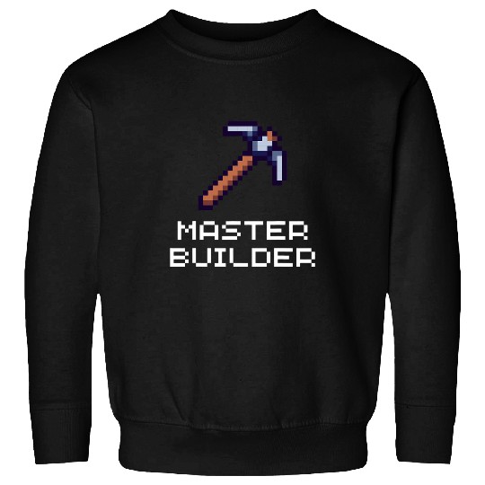 Master Builder Funny Video Game Pickaxe Pixel Art Gamer Sweatshirts
