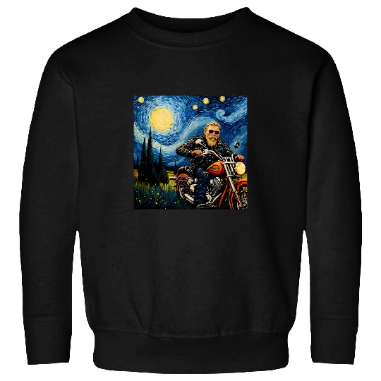 Van Gogh Starry Night Biker Rider Classic Funny Motorcycle Sweatshirts