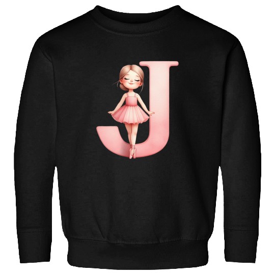 Monogram Letter J Pink Ballerina Girl Ballet Dance Sweatshirts