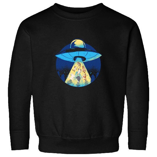 Space Cat Galaxy Universe UFO Alien Abduction Cat Lover Sweatshirts