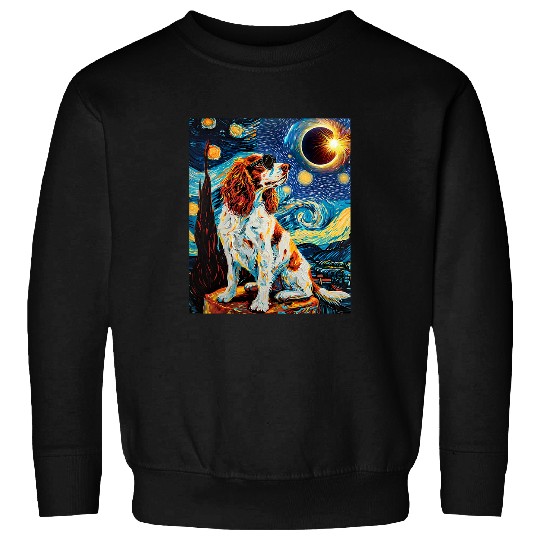 Total Solar Eclipse Welsh Springer Spaniel Dog 4 Sweatshirts
