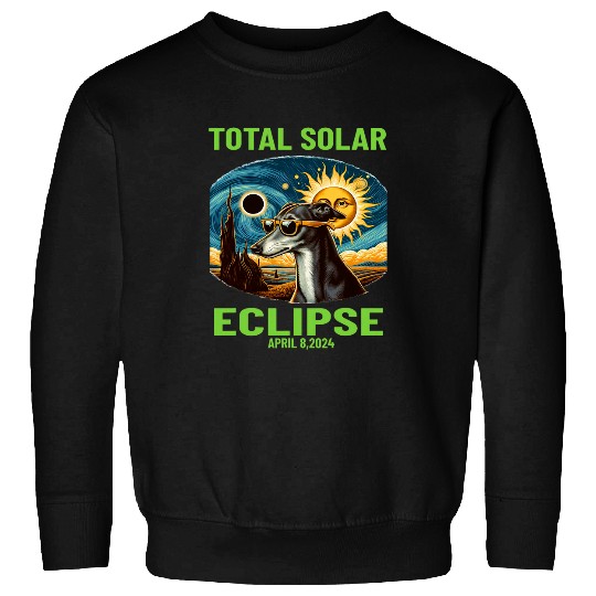 Van Gogh Starry Night dog Greyhound Total Solar Eclipse Sweatshirts