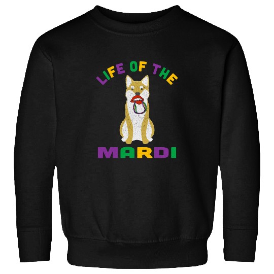 Dog Shiba Inu Life of the Mardi Gras Crew Lips Shiba Inu Sweatshirts