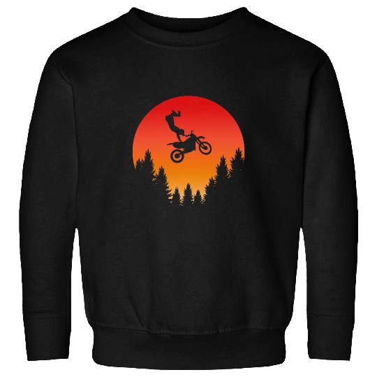 Motorcyclist and Retro Sunset Sweatshirts