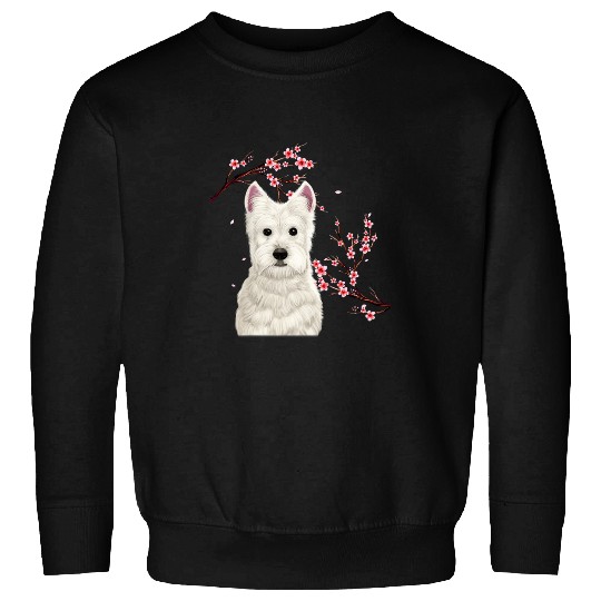 Westie Dog Japanese Cherry Blossom Sakura Flower Vintage Sweatshirts