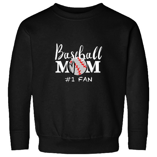 Womens Baseball Mom Number One Fan Sweatshirts
