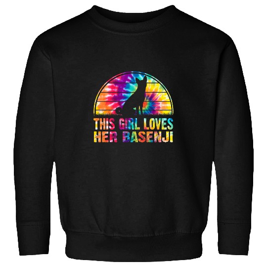 This Girl Loves Her Basenji Tie Dye Dog Lover Gift Sweatshirts
