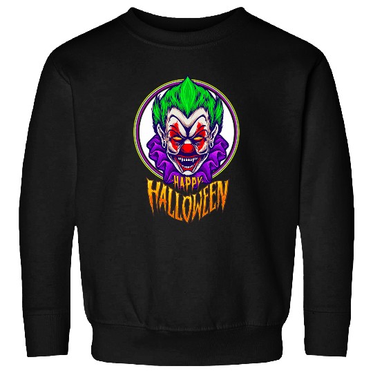 Scary Clown Green Hair Happy Halloween Sweatshirts