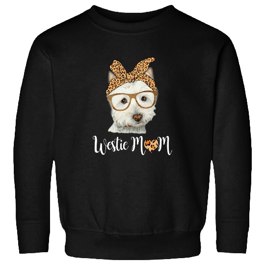 Westie Mom Leopard Print Dog Lovers Mothers Day Sweatshirts