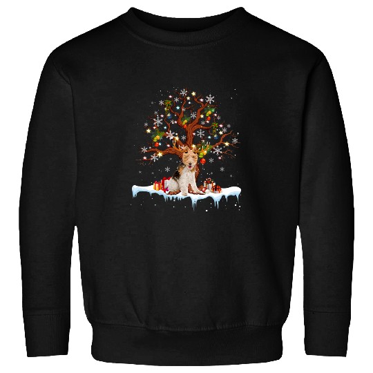 Wire Fox Terrier Reindeer Costume Christmas Ornaments Sweatshirts