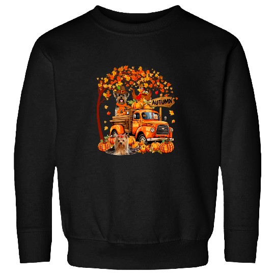 Yorkshire Terrier Turkey On Pickup Truck Thanksgiving Sweatshirts
