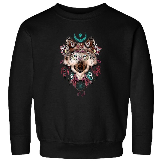 wolfs Native American Indian vintages Dream Catcher Sweatshirts
