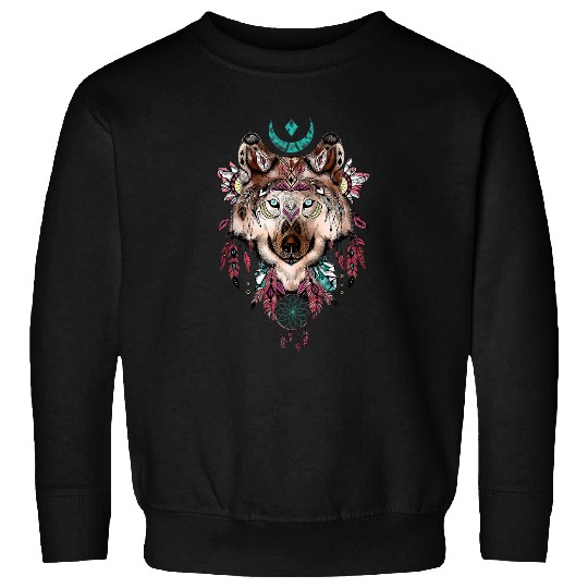 wolfs Native American Indian vintages Dream Catcher Sweatshirts