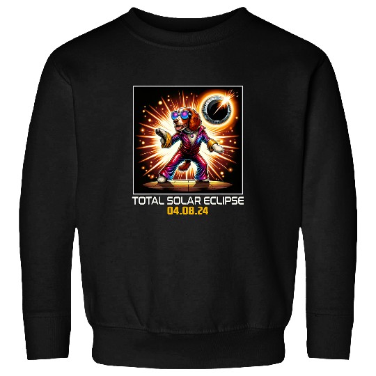 Welsh Springer Spaniel Dog Dancing Disco Solar Eclipse 1 Sweatshirts
