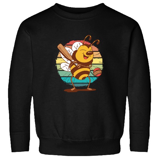 vintages funny cartoon bee cricket bat bee cricket player Sweatshirts