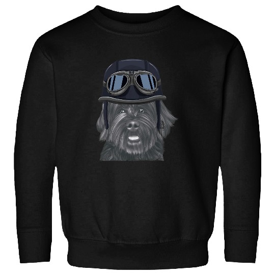 Portuguese Water Dog Wearing vintages Motorcycle Helmet Sweatshirts