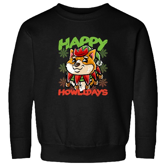 Dog Shiba Inu Happy Howlidays Shiba Inu Elf Dog Merry Christmas Dogs Sweatshirts