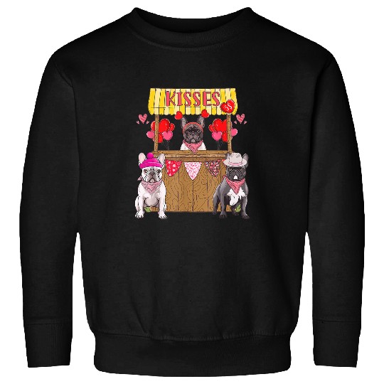 Women French Bulldog Kissing Booth Valentines Day Dog Lover Sweatshirts
