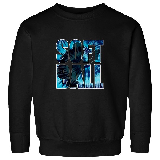 Softball Catcher with Tie Dye Deep Blue Lettering Sweatshirts