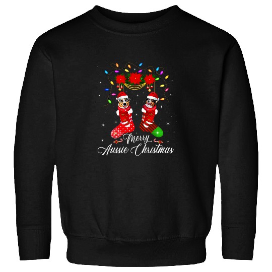 Merry Aussie Christmas Australian Shepherd xmass Party Sweatshirts