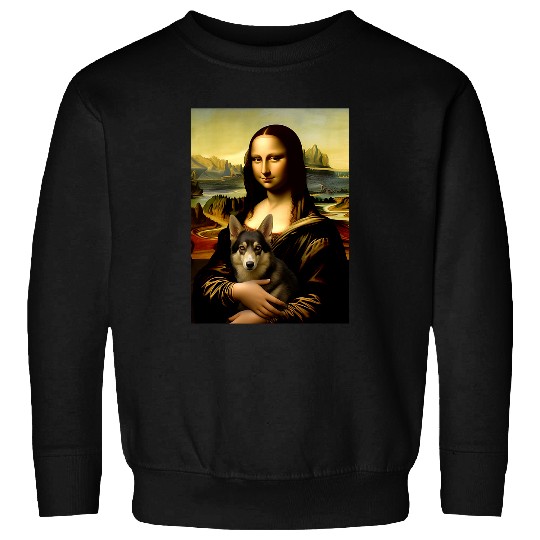 Mona Lisa With Dog Funny Leonardo Da Vinci German Shepherd Sweatshirts