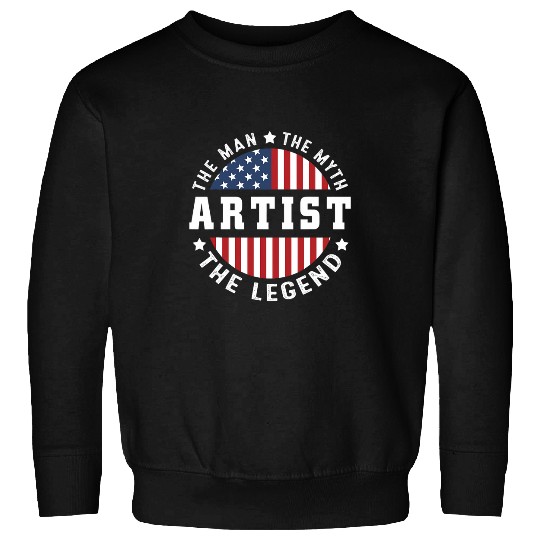 Mens The Man The Myth and The Legend Artist USA Flag 4th of July Sweatshirts