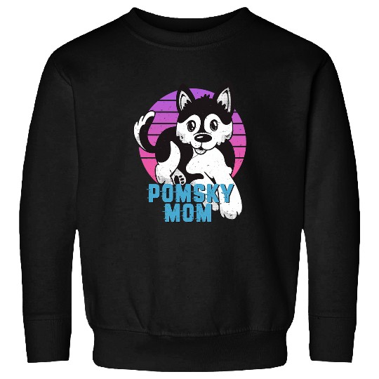 vintages Retro Pomsky Mom Cute Pomeranian Husky Dog Lover Sweatshirts