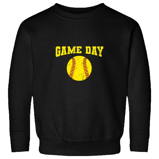 Womens Softball Player Sport Graphic Game Day Sweatshirts