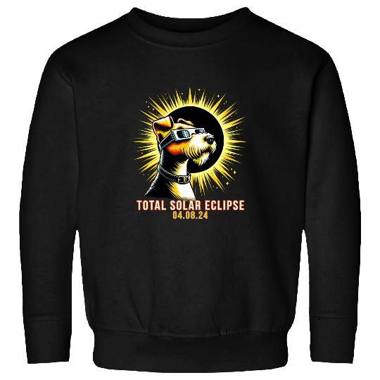 Wire Fox Terrier Dog Watching Total Solar Eclipse Sweatshirts
