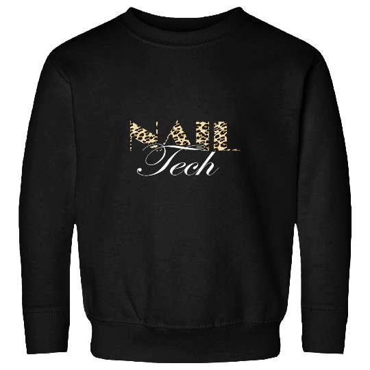 Womens Nail Tech Leopard Cosmetologist Manicurist Nail Artist Sweatshirts