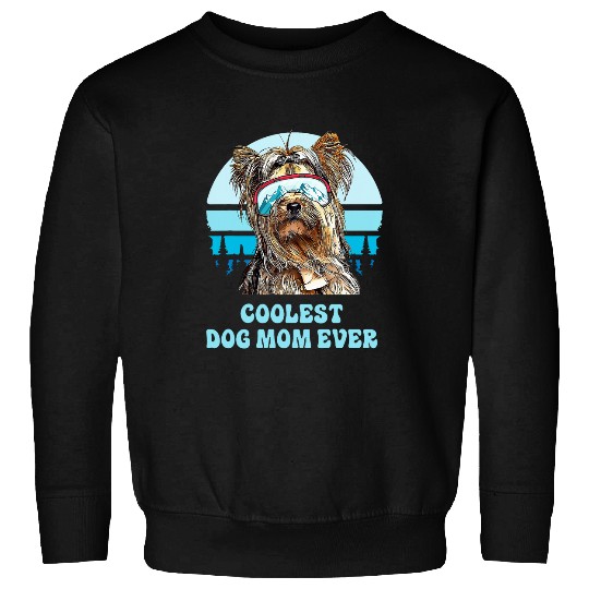 Yorkshire Terrier Skiing Winter Coolest Dog Mom Ever Sweatshirts