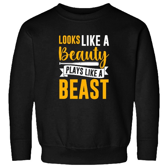 Womens Softball Looks Like A Beauty Plays Like A Beast Sweatshirts