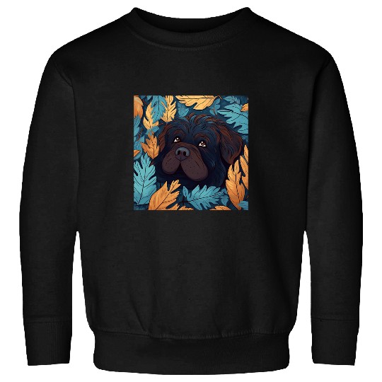 Newfoundland Dog Mom Dad Plant Lover Hiding in Leaves Sweatshirts