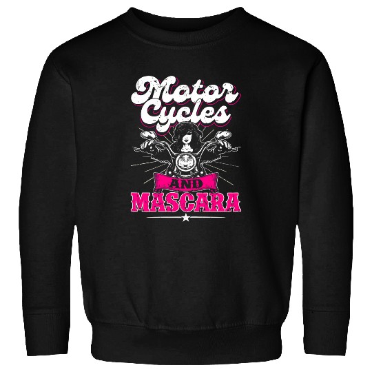 Womens Funny Motorcycle Riding Women Girls Gift Mascara Ride Biker Sweatshirts