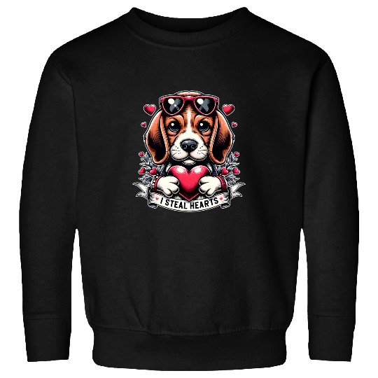Valentines Day Beagle Dog I Steal Hearts Funny Humor Sweatshirts
