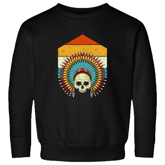 Retro Skull Headdress Indigenous Tribe Native American Sweatshirts
