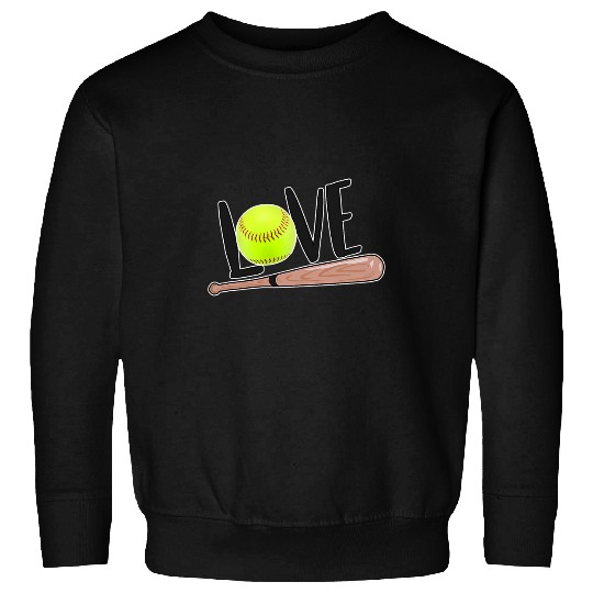 Softball Bat Love Graphic Print Casual Womens Mom Tee Top Sweatshirts