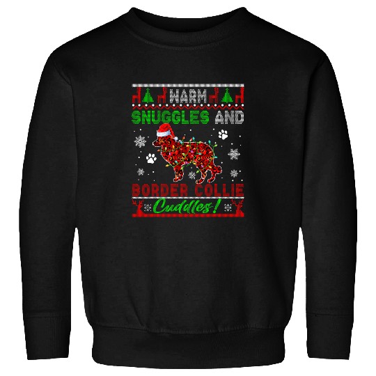 Warm Snuggles And Border Collie Cuddles xmass Santa Dog Lover Sweatshirts